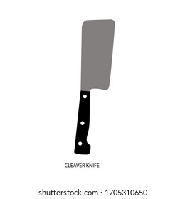 Cleaver knife. Kitchen knife and meat knife vector illustration in flat style on a white background.