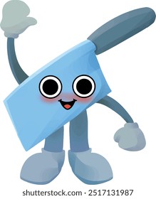 cleaver knife mascot wave hand and smile