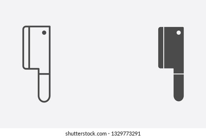 Cleaver outline and filled vector icon sign symbol