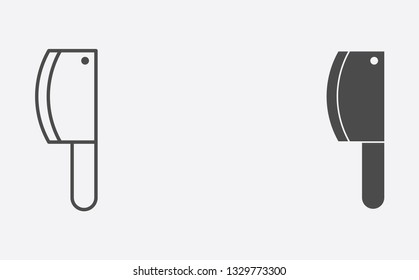 Cleaver outline and filled vector icon sign symbol