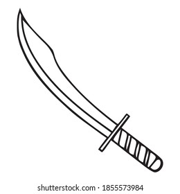 ilustración vectorial de sketch de corte, aislado en fondo blanco, vista superior de espada