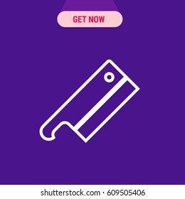 Cleaver Vector Icon, The outlined symbol of big butcher knife. Simple, modern flat vector illustration for mobile app, website or desktop app 
