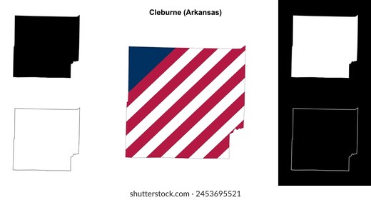 Cleburne County (Arkansas) outline map set