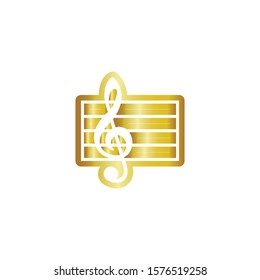 Clef in golden vector icon on a white background