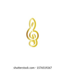 Clef in golden vector icon on a white background