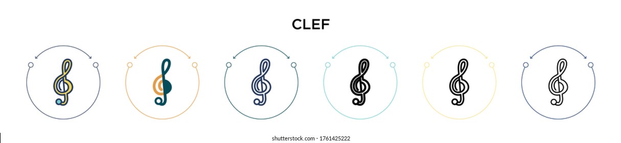 Clef icon in filled, thin line, outline and stroke style. Vector illustration of two colored and black clef vector icons designs can be used for mobile, ui, web