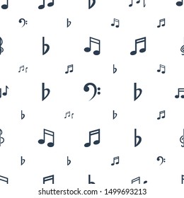 clef icons pattern seamless white background. Included editable filled music note, bass clef, note, bemol, treble clef icons. icons for web and mobile.