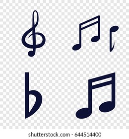 Clef icons set. set of 4 clef filled icons such as treble clef, bemol, note