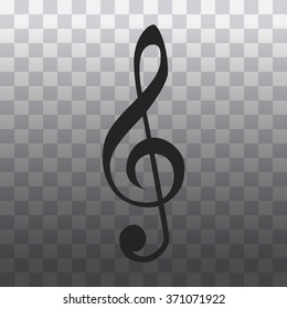 Clef isolated. Vector illustration of music clef. Note key for music cartoon. Music element symbol 