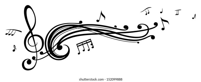 Clef with music notes, design element
