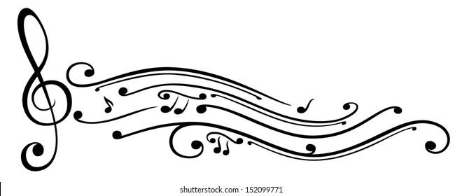 Clef with music notes, vector