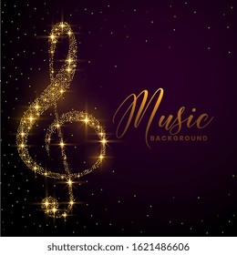 clef note made with golden sparkle background design