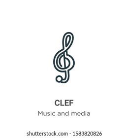 Clef outline vector icon. Thin line black clef icon, flat vector simple element illustration from editable music concept isolated on white background