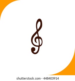 Clef sign. Brown icon on white background