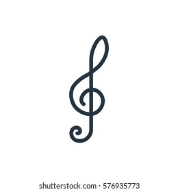 clef thin line icon set on white background, audio, music, flat, minimalistic