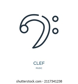 clef thin line icon. sound, note linear icons from music concept isolated outline sign. Vector illustration symbol element for web design and apps.