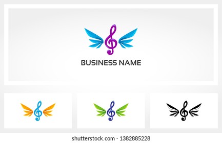 Clef Wings Music Vector Logo
