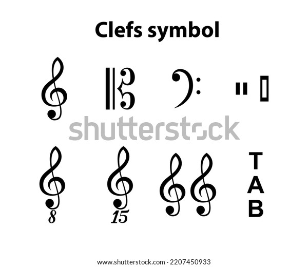 Clefs Symbol Vector Silhouette Black Color Stock Vector (Royalty Free