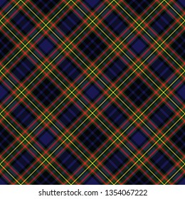 Clelland Modern Tartan. Tartan imitation for prints on fabric and clothing, interior decoration, Scottish-style websites. Diagonal cell.  Seamless pattern. Frequent weave 