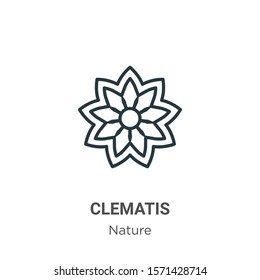 Clematis outline vector icon. Thin line black clematis icon, flat vector simple element illustration from editable nature concept isolated on white background