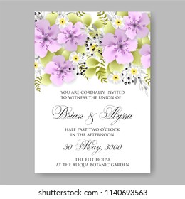 Clematis Peony wedding invitation vector printable template autumn background