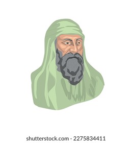 Clement of Alexandria (150 - 215) Christian philosopher, real name Titus Flavius ​​Klemens. Vector illustration portrait.