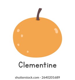 Clementine flat vector illustration. Orange clementine cartoon clipart style isolated on white background. Citrus fruit concept