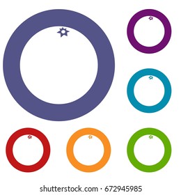 Clementine icons set. Flat illustration of clementine icons set circle reb, blue and green color for web
