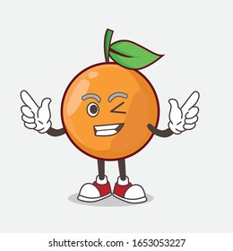 Clementine Orange cartoon mascot character with Winking eye