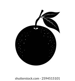 Clementine Silhouette Vector Art | Black and White Clementine Fruit Illustration