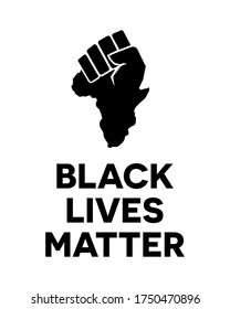 Clenched Fist With Africa continent symbol. Black Lives Matter poster