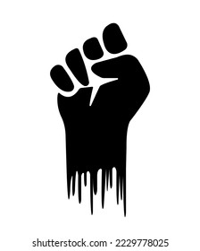 clenched fist black color, icon isolated on white background