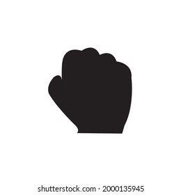 Clenched fist black glyph icon. Demonstration of power. Boxing sign. Sign of fight for rights. Social and political movement.