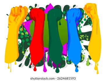 Clenched fist graffiti. Abstract modern street art decoration performed in urban painting style.