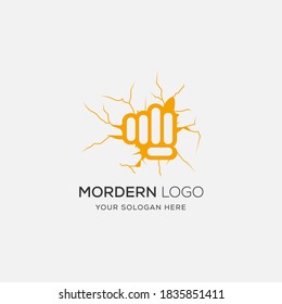 Clenched fist Gym logo or label. Vector illustration	