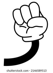 Clenched fist, hand gestures isolated icon. Character non verbal communication and talking. Showing symbols and signs, aggression and anger expression. Monochrome simple sketch, vector in flat style