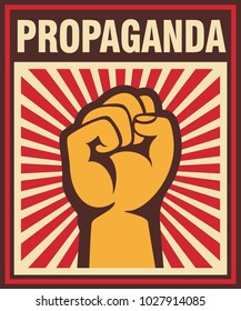 A clenched fist hand raised in the air, poster style vector