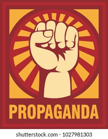 A clenched fist hand raised in the air, poster style vector