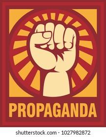 A clenched fist hand raised in the air, poster style vector