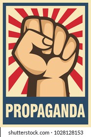 A clenched fist hand raised in the air, poster style vector