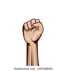 Clenched fist hand vector silhouette. Revolution illustration for poster design.
