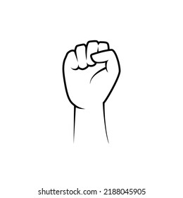 Clenched fist hand vector silhouette. Revolution illustration for poster design.