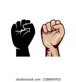 Clenched fist hand vector silhouette. Revolution illustration for poster design.