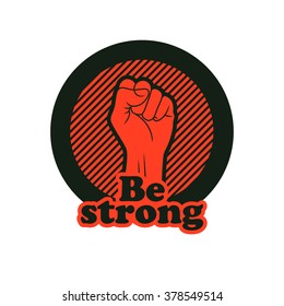 A clenched fist held high in protest, vector illustration. Raised Fist.
