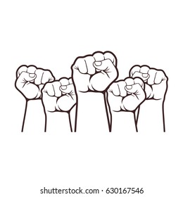 Clenched fist held high in protest