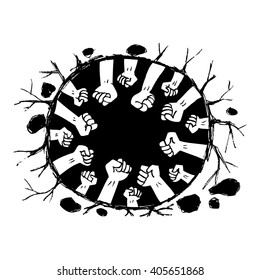 clenched fist held in protest 