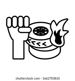 clenched fist held in protest on white background vector illustration design