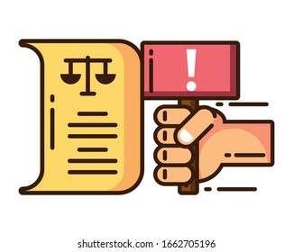 clenched fist held in protest on white background vector illustration design