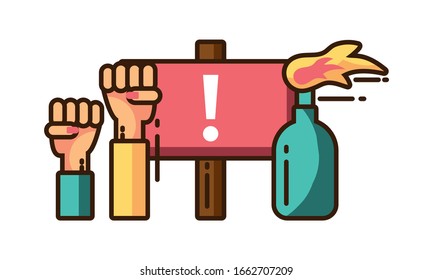 clenched fist held in protest on white background vector illustration design