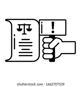 clenched fist held in protest on white background vector illustration design